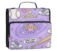 Softball Just Play Classeur à 3 anneaux avec fermeture éclair et poche zippée pour documents Violet