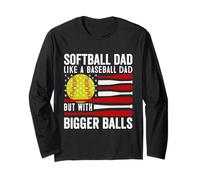 Softball Love Dad Like a Baseball with Bigger Balls Softball Manche Longue