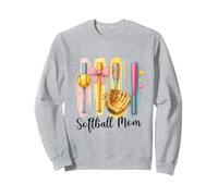 Softball Mom Balle de softball Coquette Batte de pinceau Sweatshirt
