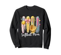 Softball Mom Balle de softball Coquette Batte de pinceau Sweatshirt
