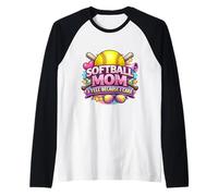 Softball Mom I Yell Because I Care Funny Mother Mum Blague Manche Raglan