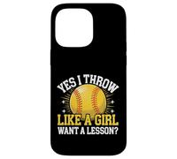 Softball Oui, Je Lance comme si Une Fille Voulait Une leçon ? Coque pour iPhone 14 Pro Max