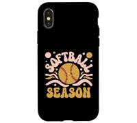 Softball Saison Rétro Vintage Sports Softball Mom Coque pour iPhone X/XS