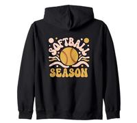 Softball Saison Rétro Vintage Sports Softball Mom Sweat à Capuche