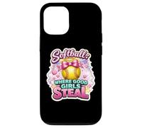 Softball Where Good Girls Steal Funny Player Cute Citation Joke Coque pour iPhone 12/12 Pro
