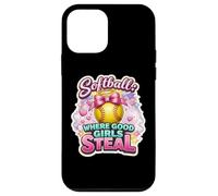Softball Where Good Girls Steal Funny Player Cute Citation Joke Coque pour iPhone 12 Mini