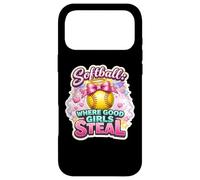 Softball Where Good Girls Steal Funny Player Cute Citation Joke Coque pour iPhone 17 Pro Max