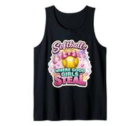 Softball Where Good Girls Steal Funny Player Cute Citation Joke Débardeur