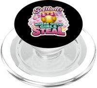 Softball Where Good Girls Steal Funny Player Cute Citation Joke PopSockets PopGrip pour MagSafe
