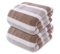 SOFTBATFY Lot de 2 Serviettes de Bain en Microfibre légères, absorbantes, Super moelleuses et à séchage Rapide pour Voyage, Vacances, Fitness et Yoga (70 x 140 cm, Marron)