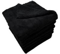 SOFTBATFY Lot de 6 serviettes en microfibre sans bords en peluche pour voitures, séchage de voiture, lavage et polissage, 500 g/m², 40,6 x 40,6 cm (noir)