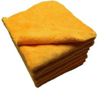 SOFTBATFY Lot de 6 serviettes en microfibre sans bords en peluche pour voitures, séchage de voiture, lavage et polissage, 500 g/m², 40,6 x 40,6 cm (orange)