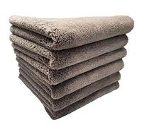 SOFTBATFY Lot de 6 serviettes en microfibre sans bords en peluche pour voitures, séchage de voiture, lavage et polissage, 500 g/m², 40,6 x 40,6 cm (gris)