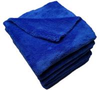 SOFTBATFY Lot de 6 serviettes en microfibre sans bords en peluche pour voitures, séchage de voiture, lavage et polissage, 500 g/m², 40,6 x 40,6 cm (bleu)