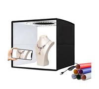 Softbox 3 Modes de lumière Couleur Lightbox Dimmable LED Ring Light Box Éclairage Photo Studio Prise de Vue Boîte de Tente 6 arrière-Plans de Couleur pour la Photographie en Studio(30X30cm Black)