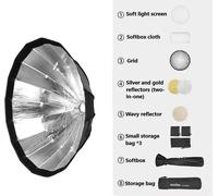 Softbox, design parabolique, grille nid d'abeille incluse, argent pour AD-S85S