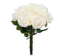 Softflame Lot de 10 Fleurs artificielles/Fausses Roses Blanches pour Mariage, Maison, fête, Restaurant