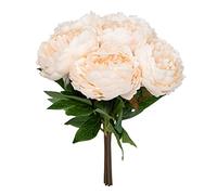 Softflame Lot de 6 Fleurs artificielles/Fausses pivoines Blanches pour Mariage, Maison, fête, Restaurant