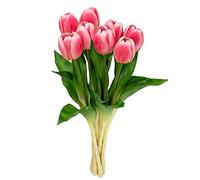Softflame Lot de 8 Tulipes Roses artificielles, Fleurs Fausses pour Mariage, Maison, fête, Restaurant