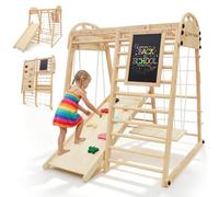 SOFTHOM Aire de Jeux intérieure, Mini&Pliable, 10 en 1 Montessori Ensemble d'escalade Enfants, Sûr Multifonctionnel Aire de Jeux d'escalade, Tableau Noir, Skateboard, Balançoire, Triangle d'escalade