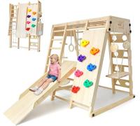 SOFTHOM Maxi Aire de Jeux intérieure, 10 en 1 Multifonctionnel Aire de Jeux intérieure pour Enfants, Montessori Ensemble d'escalade AVCE Skateboard, Balançoire, Planche d'escalade, Mur d'escalade