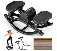 SOFTHOM Mini Stepper de Fitness, Stepper Fitness Appartement pour la Maison, 2 en 1 Machine de Step avce Bandes de Résistance&Écran LCD LCD, Charge 200KG, Sécurité&Silence Stepper d'escalier Exercices