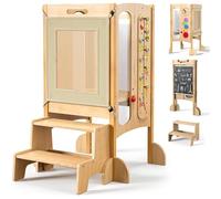 SOFTHOM Montessori Tour d'apprentissage Pliable, Tour d Observation à partir de 1 an, Pré-assemblé, Gagnez de l'espace, Hauteur Réglable, Planche à Dessin, 360 ° Filet de Sécurité, Anti-Basculement