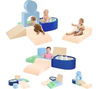 SOFTHOM Parcours Motricité Bébé, 6pcs Blocs Mousse Éducatifs Modulables, Grand Blocs Mousse Intérieure Enfants, Sicherheit&Antidérapante, Design Lavable&Housse Amovible, Certifiée EN71, Soft Velours