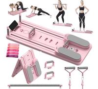 SOFTHOM Pilates Reformer Maison, Pilates Board Pliable, 2026 Version Améliorée Kit Pilates Multifonction avec Bandes de Résistance/Barre de Pilates/Rebond Automatique/Musculation Corps Complet, Rose