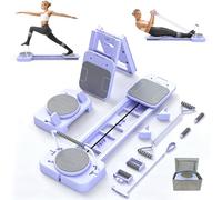 SOFTHOM Pilates Reformer Maison, Pilates Board Pliable, 2026 Version Améliorée Kit Pilates Multifonction avec Bandes de Résistance/Barre de Pilates/Rebond Automatique
