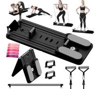 SOFTHOM Pilates Reformer Maison, Pilates Board Pliable, 2026 Version Améliorée Kit Pilates Multifonction avec Bandes de Résistance/Barre de Pilates/Rebond Automatique/Musculation Corps Complet, Noir