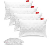 Softimi Oreiller Premium Piqué Set de 4 oreillers 50x75 cm - Antiallergique - Anti-Acariens - Inodore Utilisable immédiatement - avec réglage de la dureté (Set de 4 oreillers 50x75 cm)
