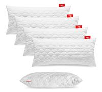 Softimi Oreiller Premium Piqué Set de 4 oreillers 50x90 cm - Antiallergique - Anti-Acariens - Inodore Utilisable immédiatement - avec réglage de la dureté (Set de 4 oreillers 50x90 cm)