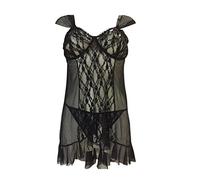 Softline Collection Bianca Nuisette Sexy en Dentelle avec String Noir Taille XXXL