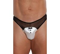 Softline Collection Slip en Résille Nœud Papillon en Face Noir/Blanc Taille XL