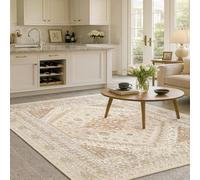 Softlyle Tapis Extra Grand 200 x 290 cm Tapis Salon Lavable Antidérapant Moelleux et pour Chambre à Coucher Traditional Floral Beige Brown Light Red