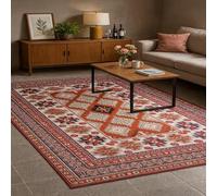 Softlyle Tapis Extra Salon 200 x 300 cm Tapis Lavable Poil Ras Moelleux Décoration Interieur pour Chambre Salle à Manger Traditional Geometric Red White Black Beige