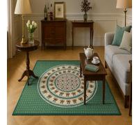 Softlyle Tapis Salon 140 x 200 cm Tapis Doux et Lavable Antidérapant pour Salle à Manger Cuisine et Chambre Traditional Geometric Green Beige Red Blue