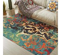 Softlyle Tapis Salon 70x140cm Tapis Lavable Antidérapant Poils Ras Doux pour Salle à Manger Couloir Chambre et Cuisine Vert Vintage Traditionnel