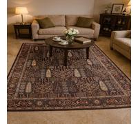 Softlyle Tapis Salon 90 x 150 cm Tapis Antidérapant Lavable pour Chambre et Cuisine Poils Courts Doux et Confortable Traditional Brown Red Blue White Orange