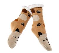 SOFTSAIL Chaussettes de Noël pour femme - Chaudes et moelleuses - Chaussettes antidérapantes avec doublure en fourrure - Pantoufles pour femme - Père Noël - Taille 36-41, Motif 70, 5-8