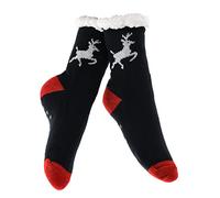 SOFTSAIL Chaussettes de Noël pour femme - Chaudes et moelleuses - Chaussettes antidérapantes avec doublure en fourrure - Pantoufles pour femme - Père Noël - Taille 36-41, Motif 59, 5-8