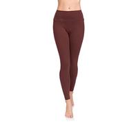 SOFTSAIL Legging taille haute en coton pour femme - Contrôle du ventre - Pour le sport, la gym, le yoga, le fitness, marron, 48