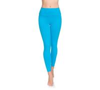 SOFTSAIL Leggings 95% Coton Leggings pour Femmes Taille Haute Longueur Totale Contrôle du Ventre Legging Pantalons Extensibles Temps Libre Relaxation Marche Turquoise 46
