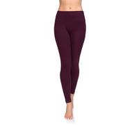 SOFTSAIL Leggings 95% Coton Leggings pour Femmes Taille Haute Longueur Totale Contrôle du Ventre Legging Pantalons Extensibles Temps Libre Relaxation Marche Prune 46