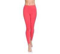 SOFTSAIL Leggings 95% Coton Leggings pour Femmes Taille Haute Longueur Totale Contrôle du Ventre Legging Pantalons Extensibles Temps Libre Relaxation Marche Corail 38