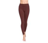 SOFTSAIL Leggings 95% Coton Leggings pour Femmes Taille Haute Longueur Totale Contrôle du Ventre Legging Pantalons Extensibles Temps Libre Relaxation Marche Marron 36