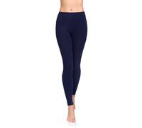 SOFTSAIL Leggings 95% Coton Leggings pour Femmes Taille Haute Longueur Totale Contrôle du Ventre Legging Pantalons Extensibles Temps Libre Relaxation Marche Marine 50