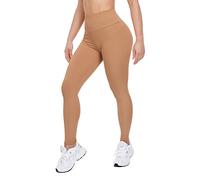 SOFTSAIL Leggings côtelés Taille Haute pour Femme Pantalon de Yoga Extensible Push-up pour la Gym Vêtement de Sport pour Le contrôle du Ventre Respirant et Confortable, Taille L/XL, Camel