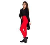 SOFTSAIL Leggings d'hiver pour Femme Taille Haute Décontracté Legging De Coton Long Chaud Femmes Polaire Elastique Collant Relaxation Pantalon Rouge 42
